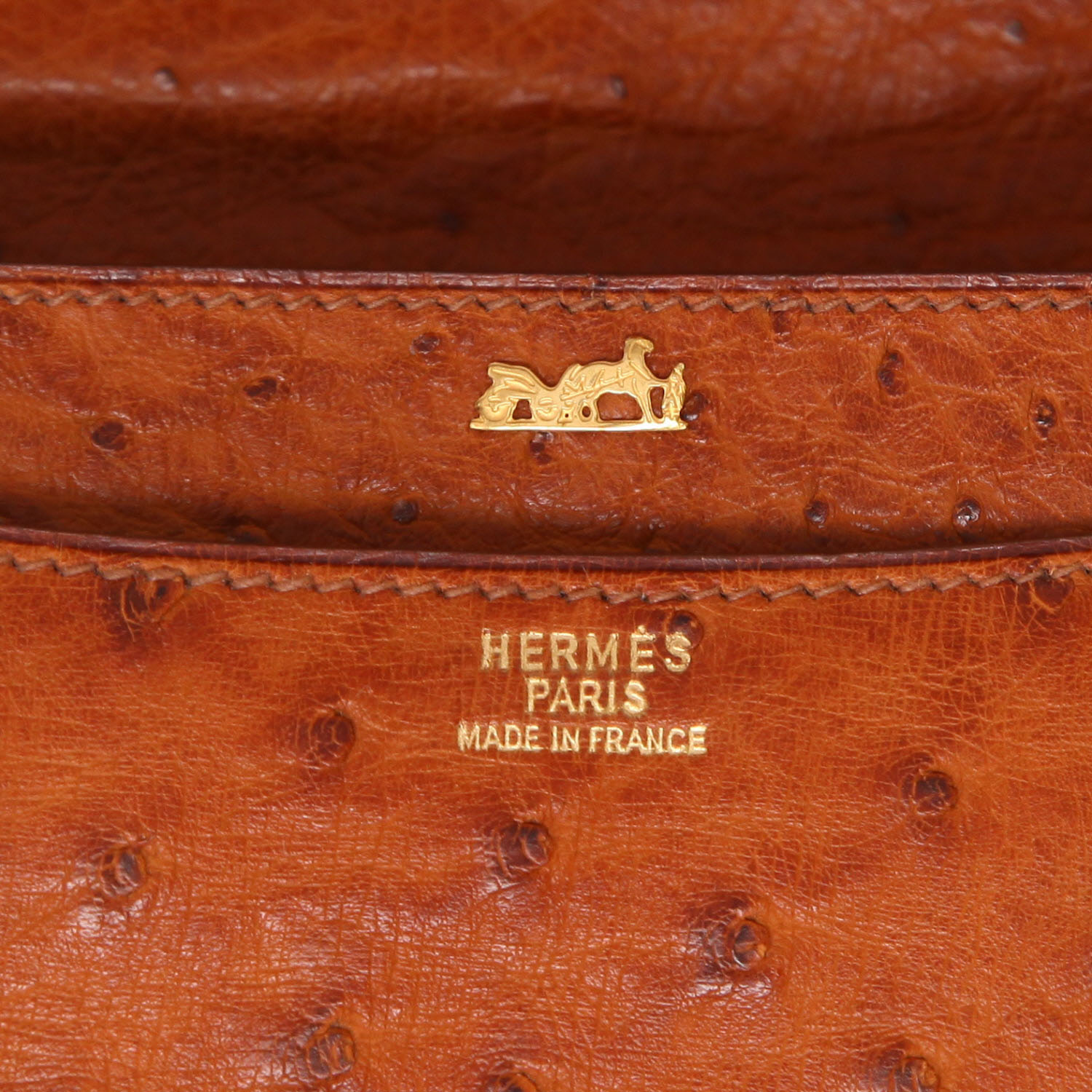 Sac à main Hermès  Constance en autruche cognac - Detail D2