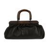 Gucci   handbag  in black leather  and wood - 360 thumbnail