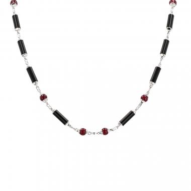 Cartier Le Baiser du Dragon necklace in white gold, onyx and ruby