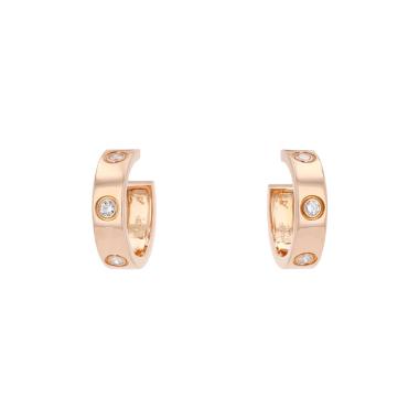 Cartier Love hoop earrings in pink gold and diamonds