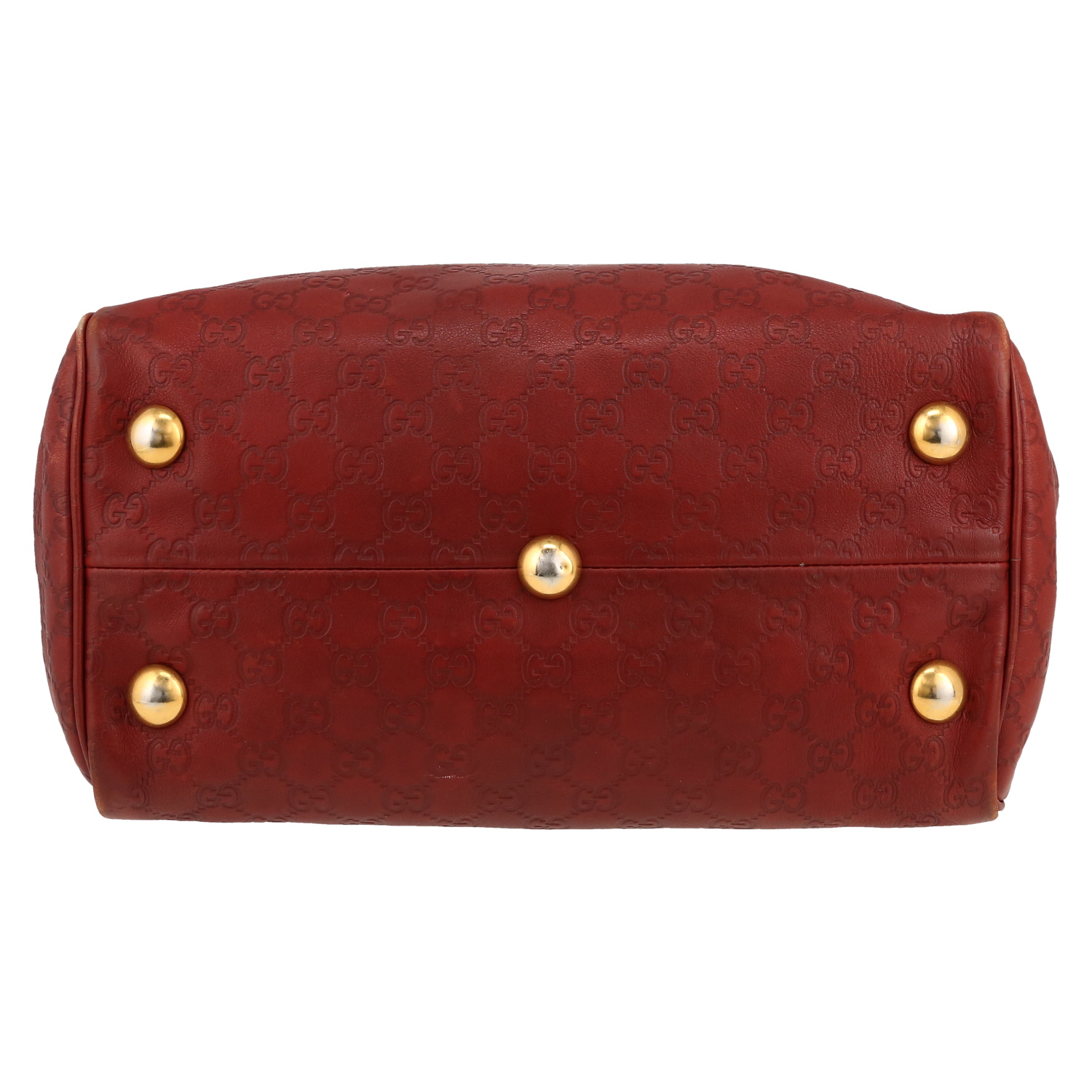 Sac à main Gucci  Babouska en cuir monogram empreinte bordeaux - Detail D1