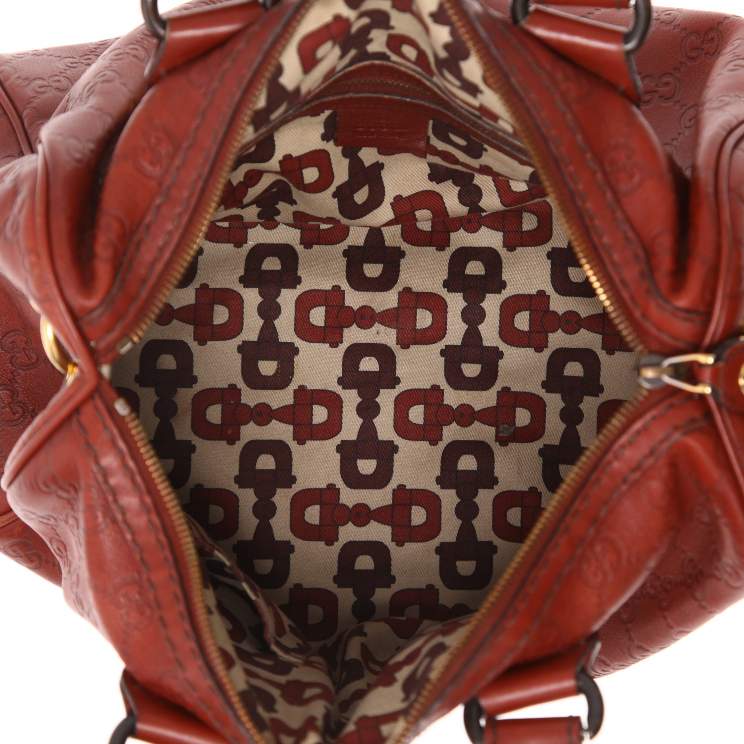Gucci  Babouska handbag  in burgundy empreinte monogram leather - Detail D3