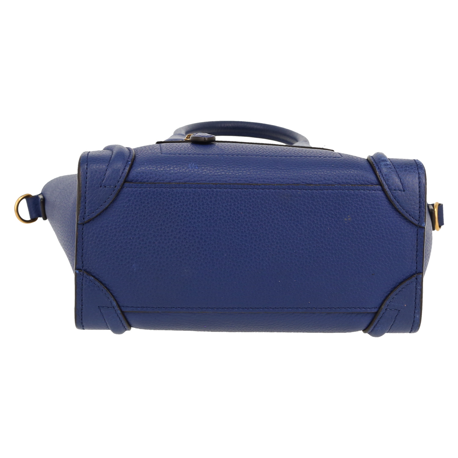 Bolso bandolera Celine  Luggage Nano en cuero granulado azul - Detail D1