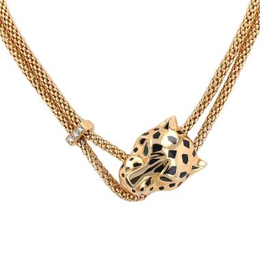 Collier Cartier Panthère en or jaune, onyx et tsavorites