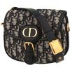 Dior  Bobby shoulder bag  in blue and grey monogram canvas Oblique  and blue leather - 00pp thumbnail