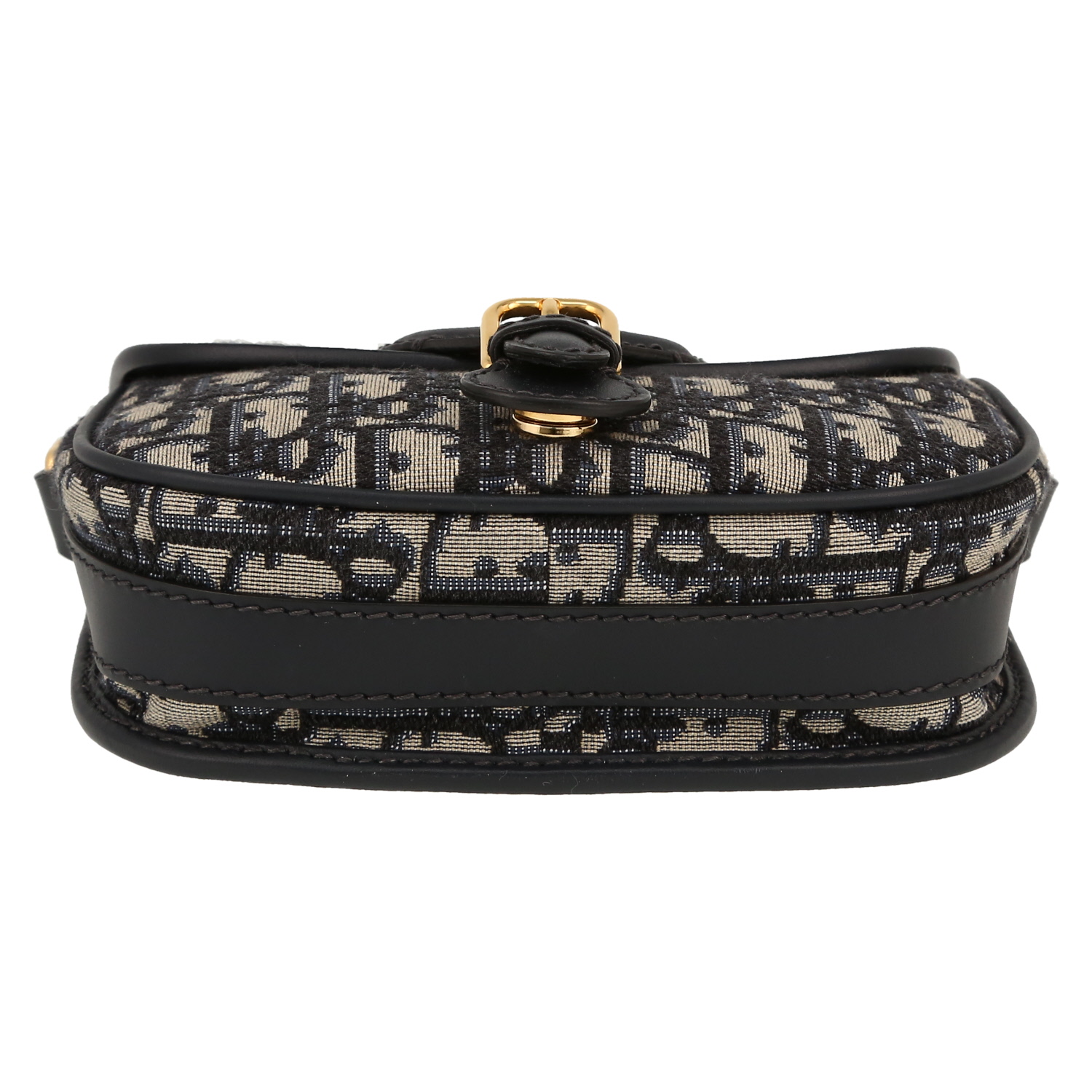 Bolso bandolera Dior  Bobby en lona Monogram Oblique azul y gris y cuero azul - Detail D1