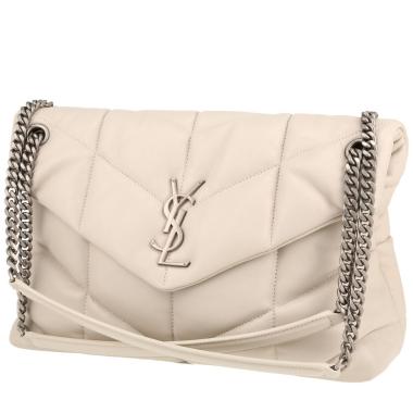 Saint Laurent  Puffer shoulder bag  in off-white chevron quilted leather
