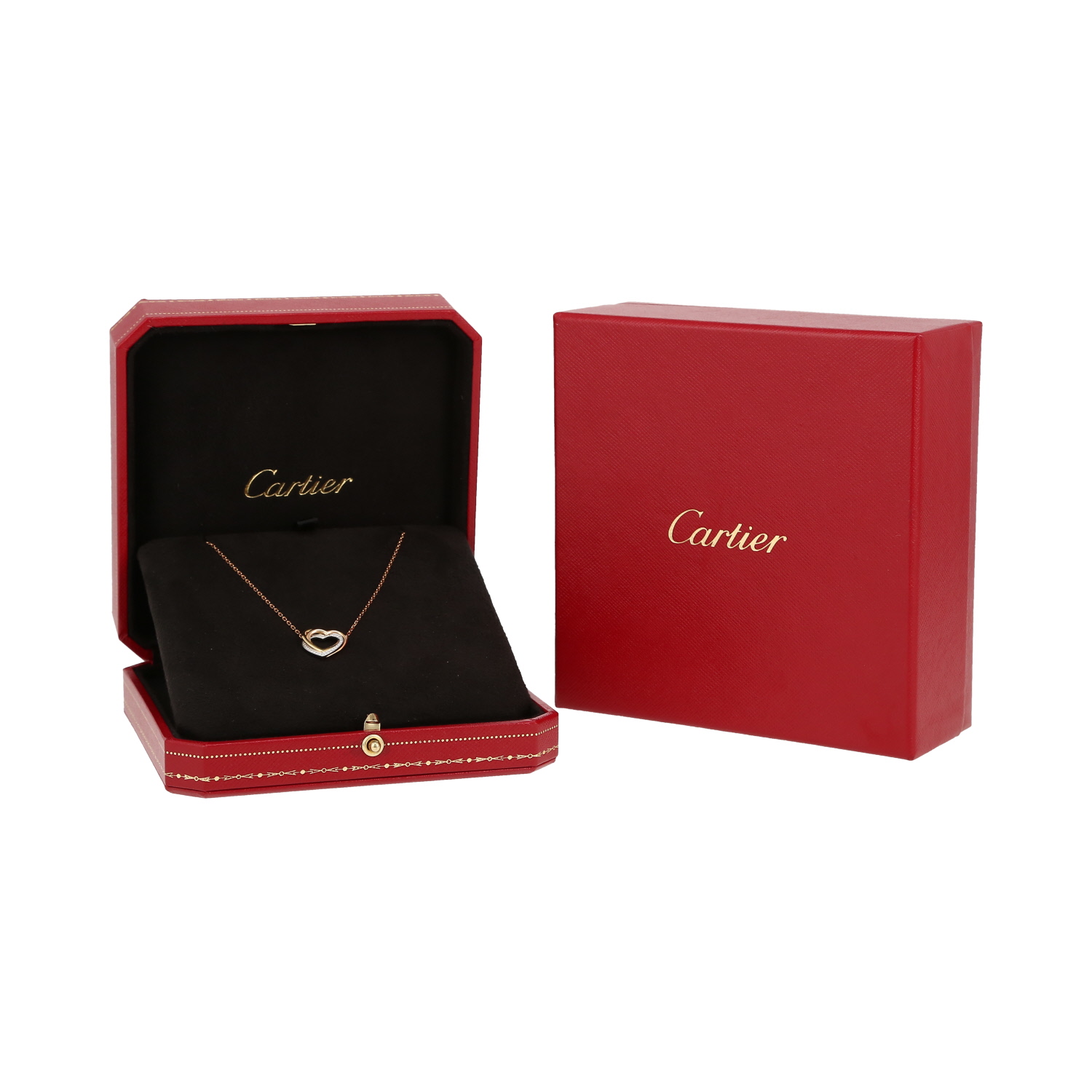 Cartier Coeur Trinity necklace in 3 golds and diamonds - Detail D2