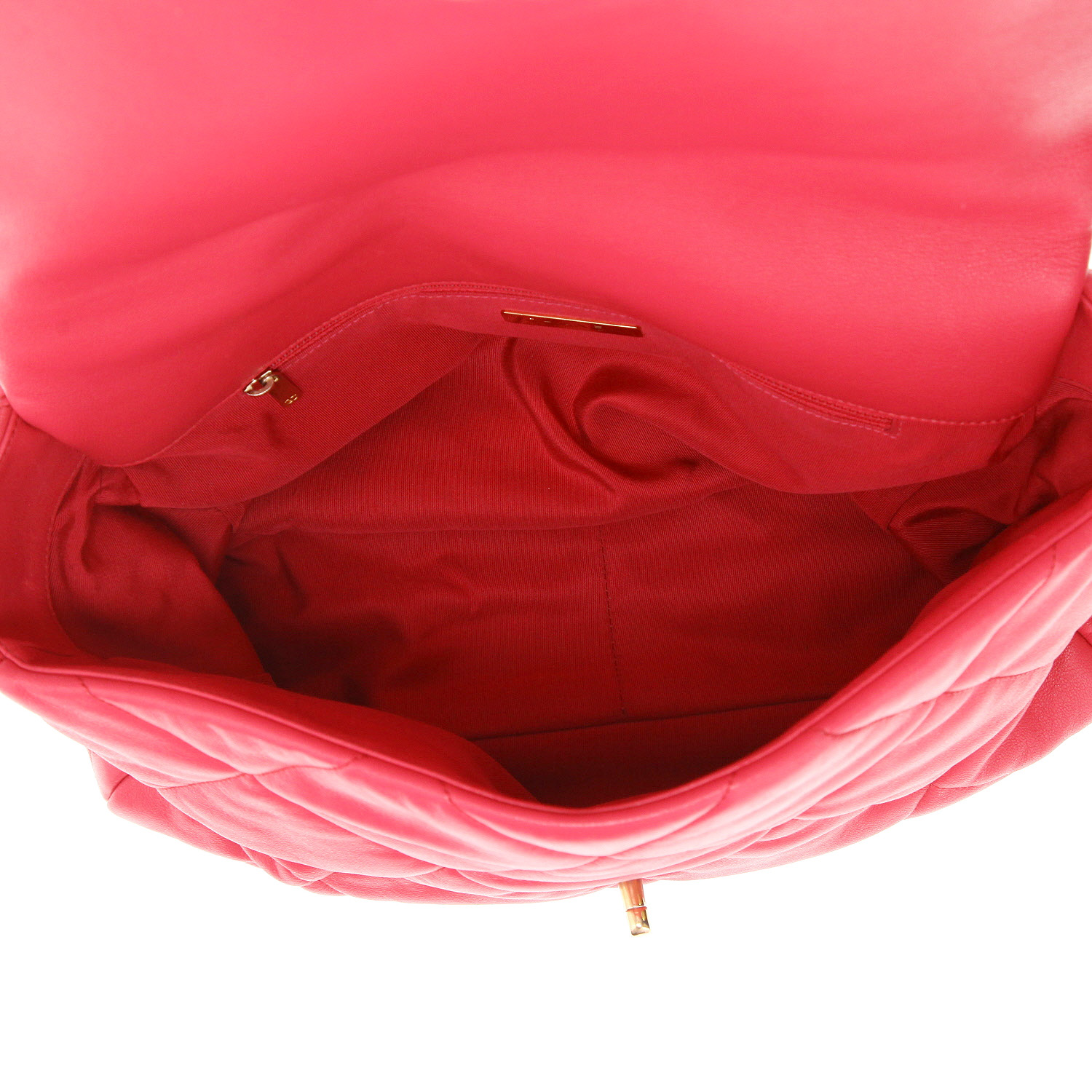 Chanel  19 large model  handbag  in pink quilted leather - Detail D3