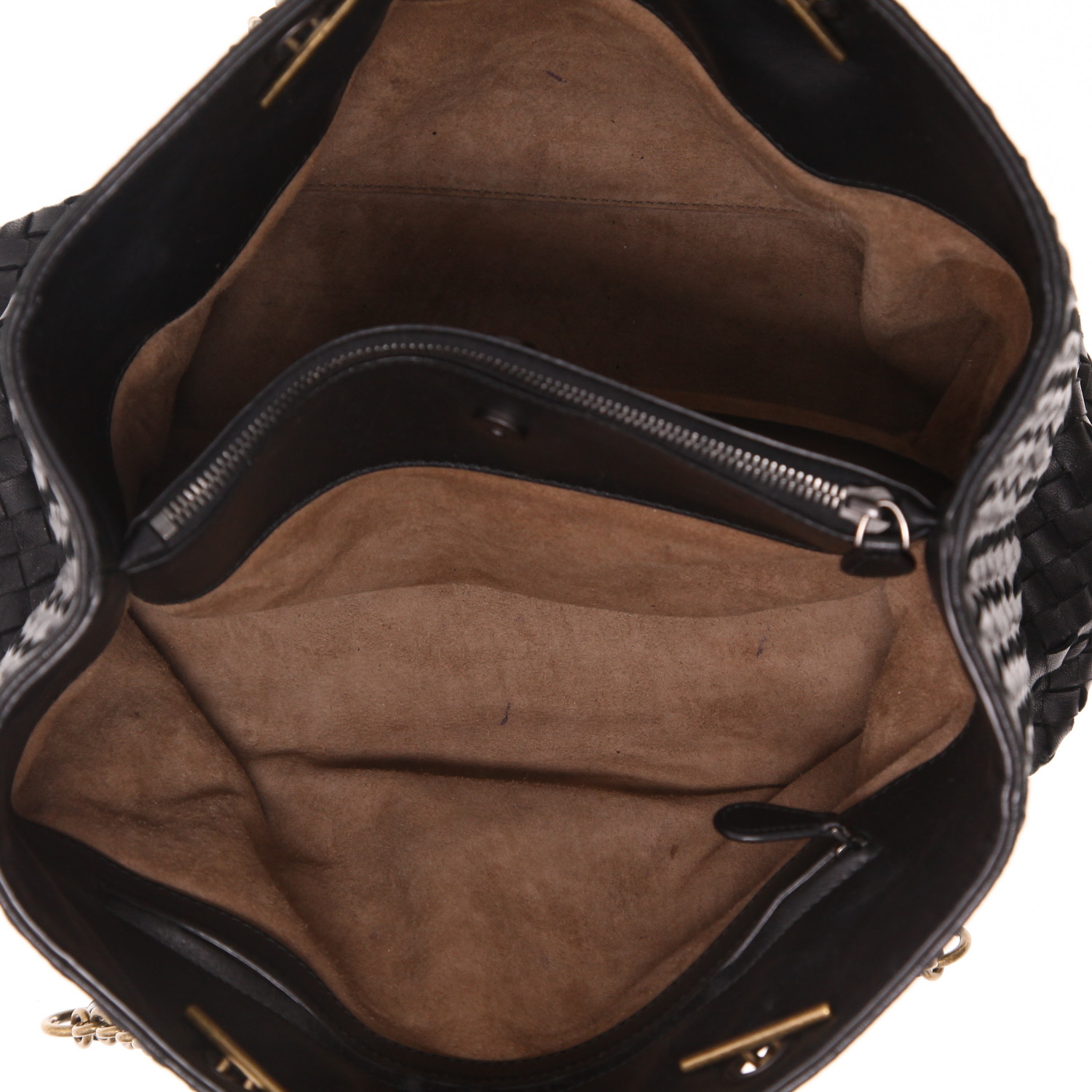 Sac cabas Bottega Veneta  Tote en cuir intrecciato noir - Detail D3