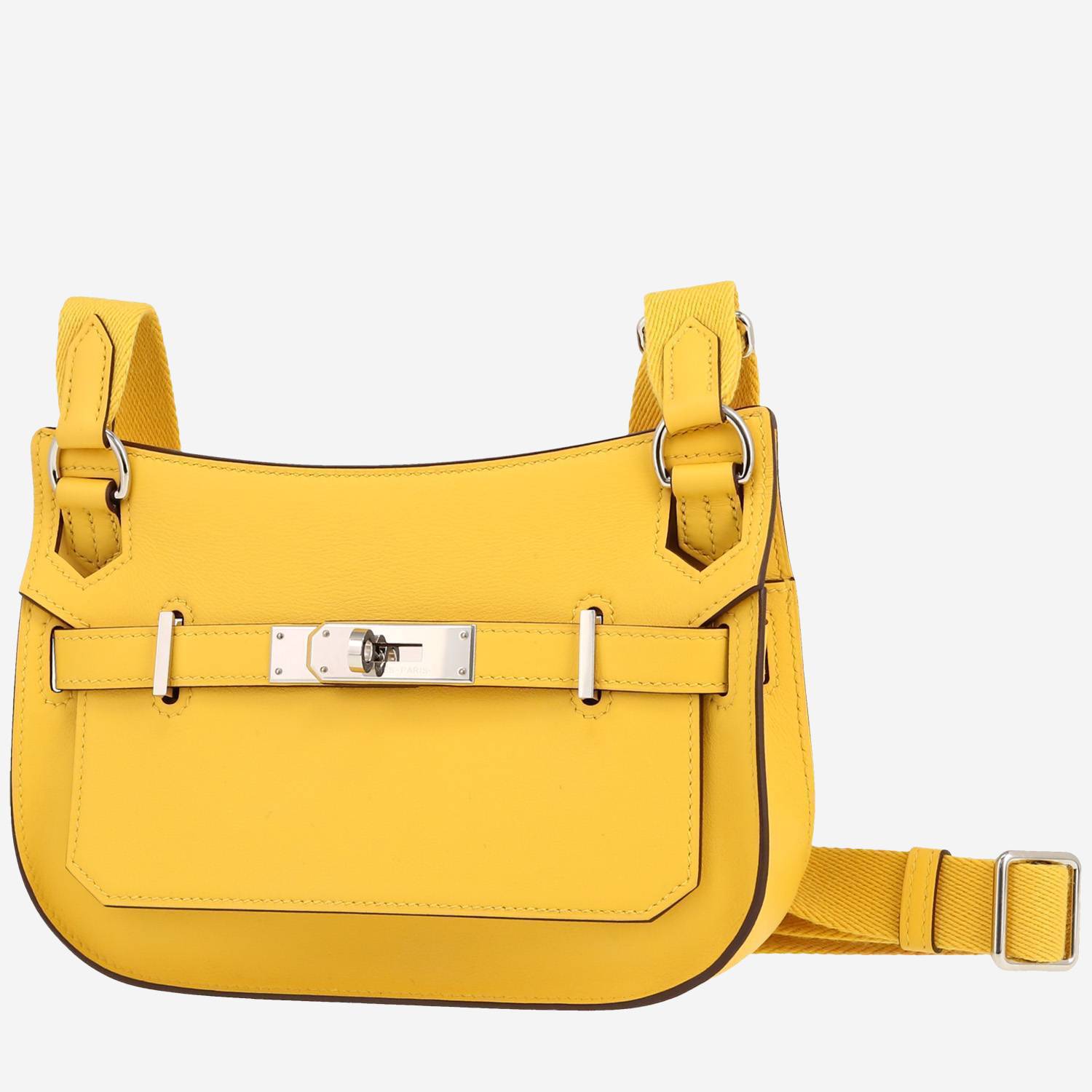 Sac bandoulière Hermès  Jypsiere mini  en cuir Swift Jaune de Naples