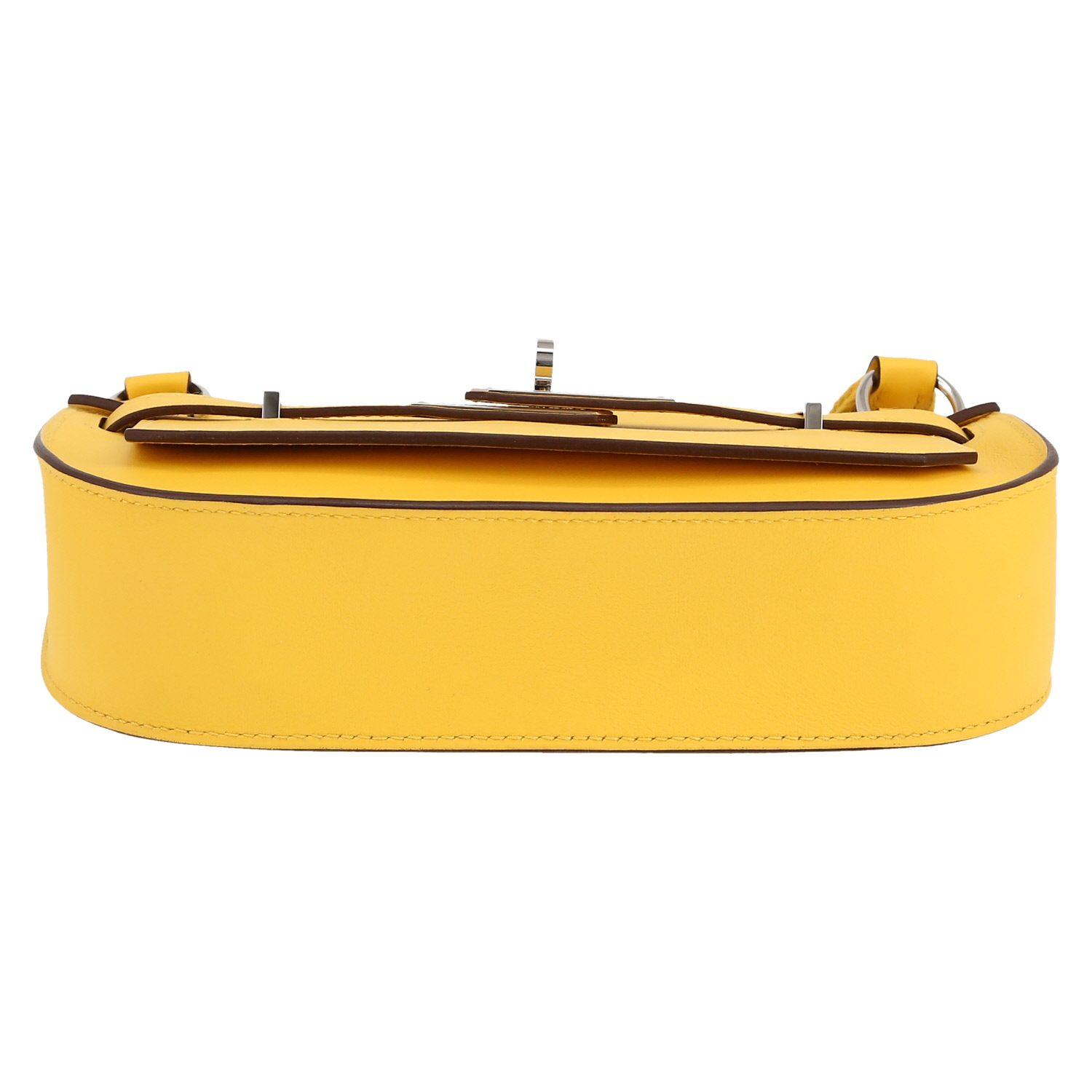 Sac bandoulière Hermès  Jypsiere mini  en cuir Swift Jaune de Naples - Detail D1