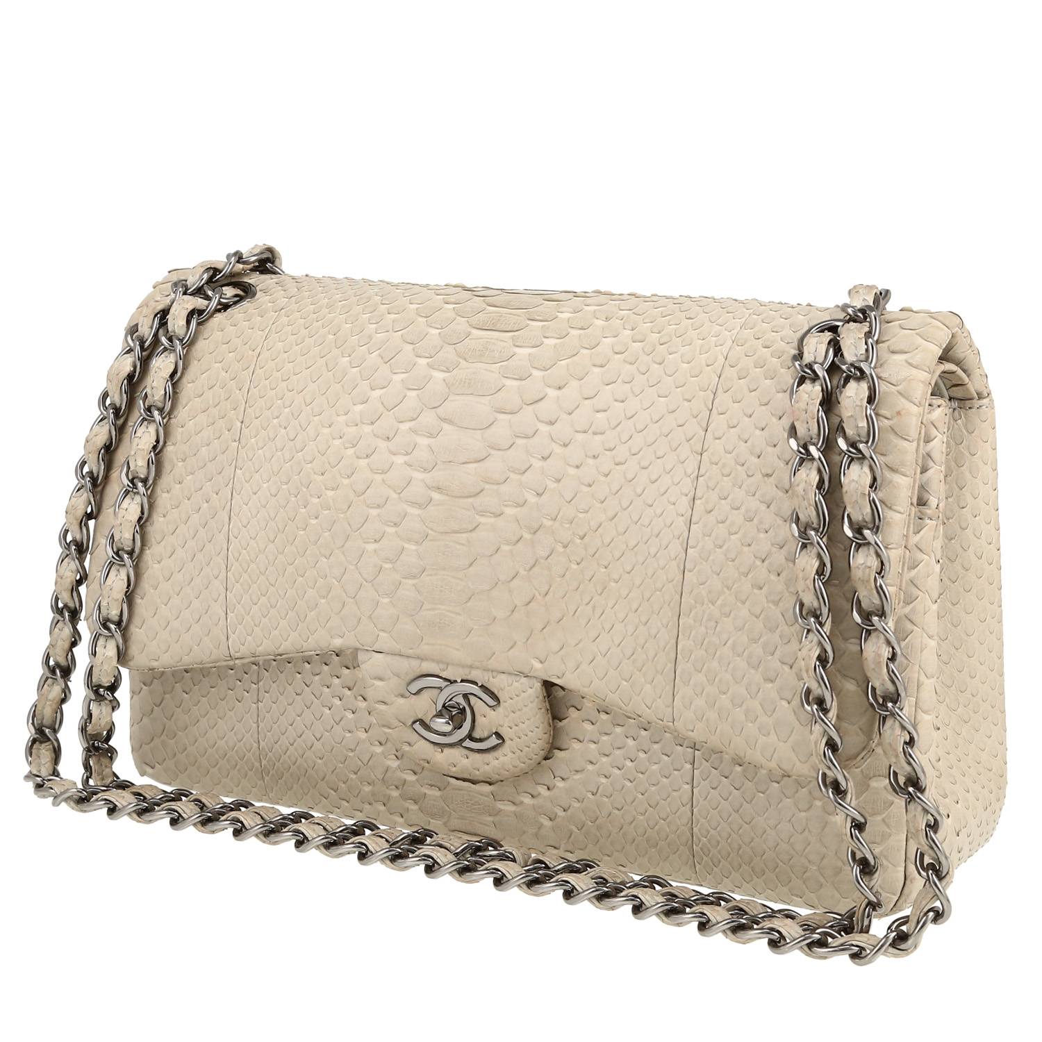 Chanel Timeless Jumbo handbag in beige python