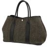 Hermès  Garden shopping bag  in green woollen fabric  and black leather - 00pp thumbnail