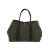 Shopping bag Hermès  Garden in tessuto di lana verde e pelle nera - 360 thumbnail