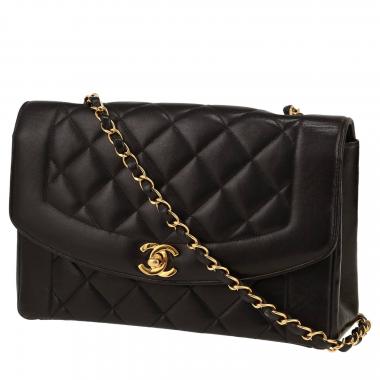 Sac bandoulière Chanel  Diana en cuir matelassé noir
