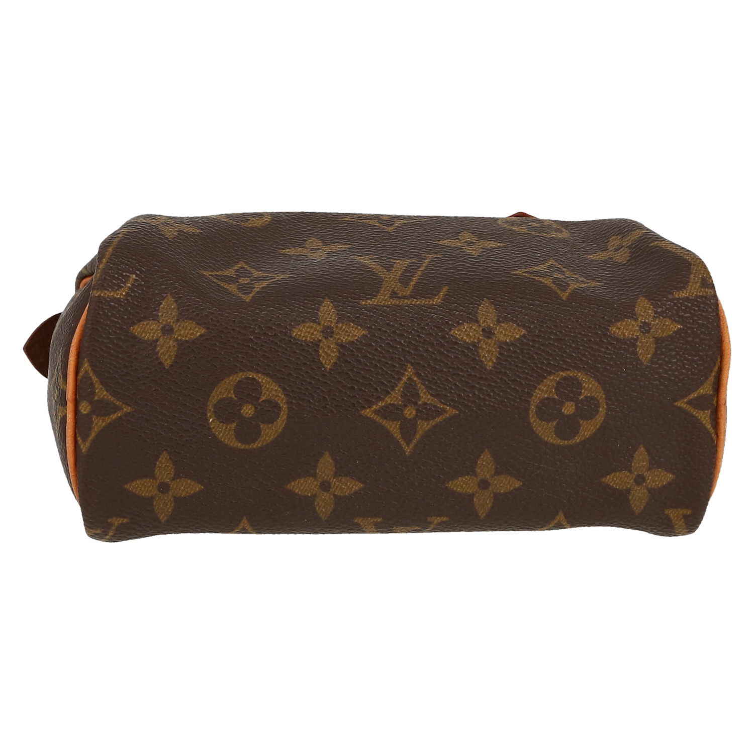 Bolso de mano Louis Vuitton  Nano Speedy en lona Monogram marrón y cuero natural - Detail D1