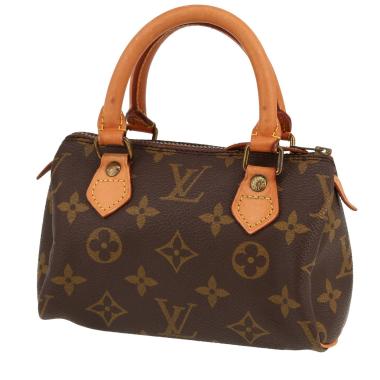 Bolso de mano Louis Vuitton  Nano Speedy en lona Monogram marrón y cuero natural
