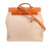 Hermès  Herbag bag worn on the shoulder or carried in the hand  in beige canvas  and natural Hunter cowhide - 360 thumbnail
