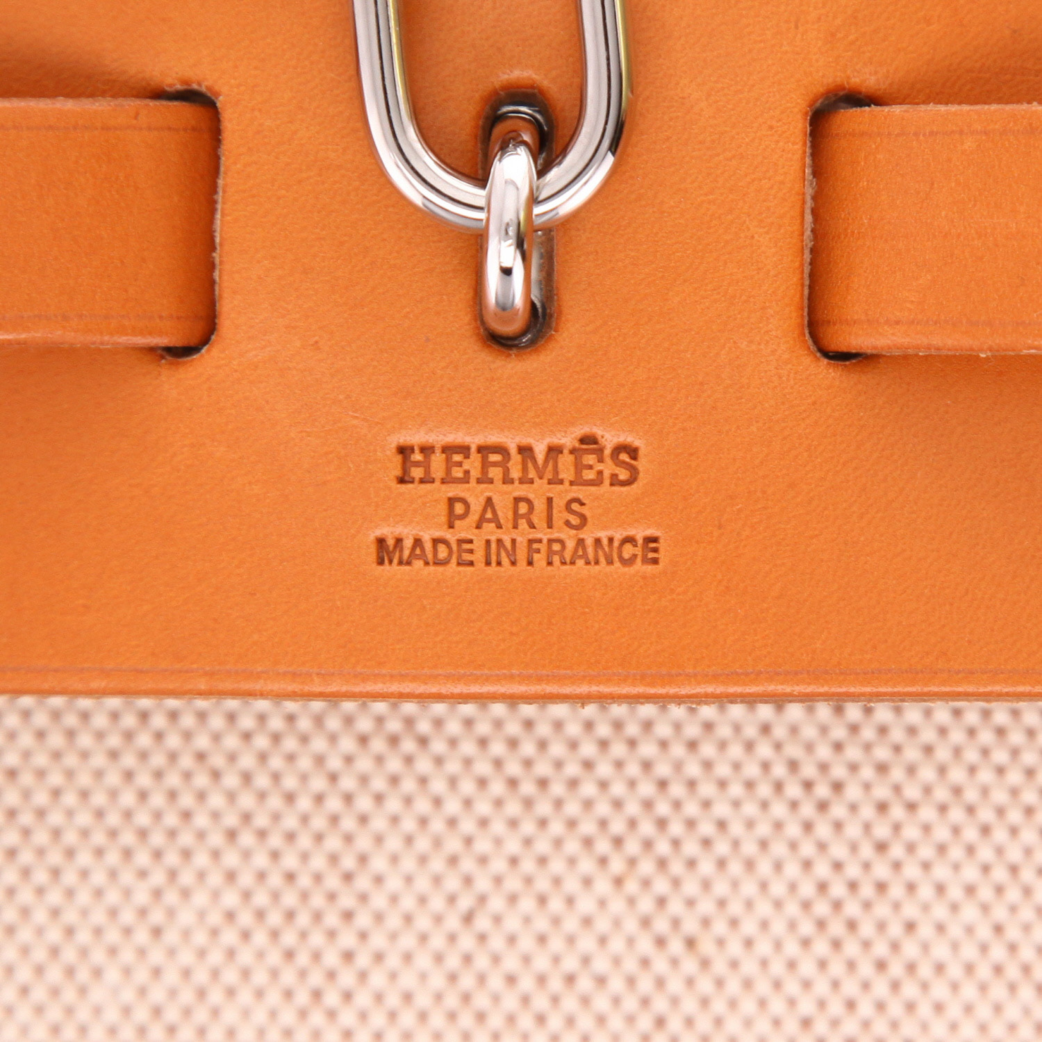 Borsa da spalla o a mano Hermès  Herbag in tela beige e mucca Hunter naturale - Detail D2