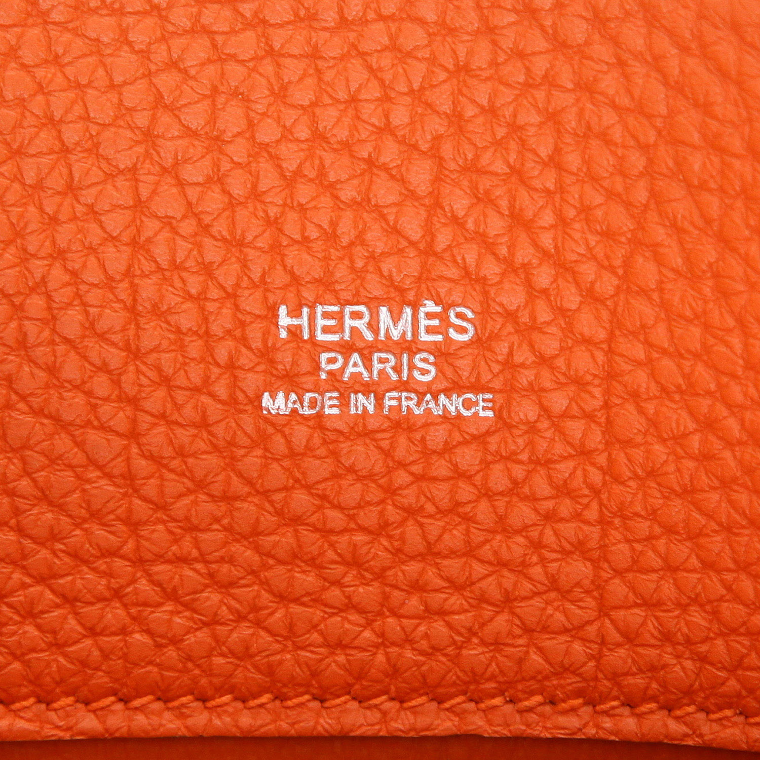Hermès  So Kelly handbag  in orange leather taurillon clémence - Detail D2