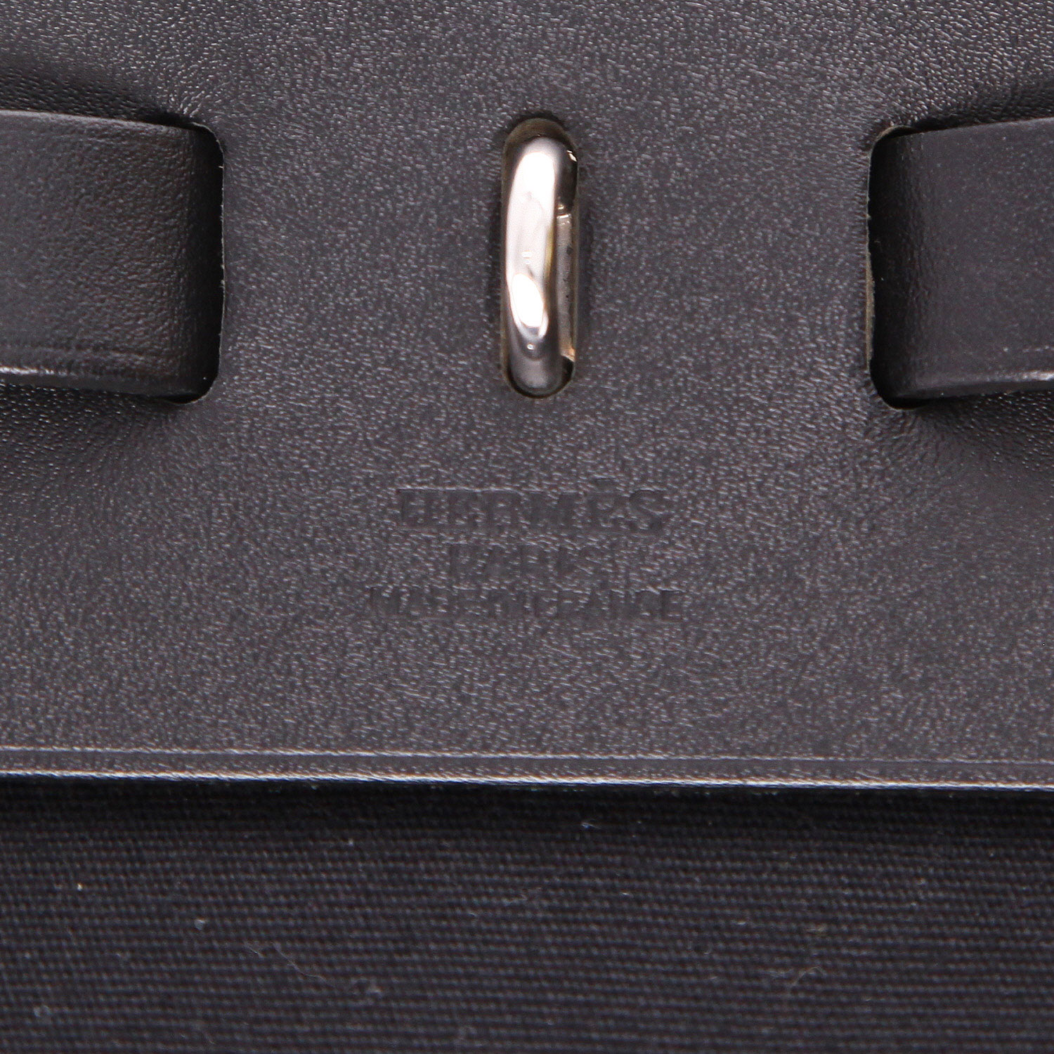 Borsa da spalla o a mano Hermès  Herbag in tela nera e pelle nera - Detail D2
