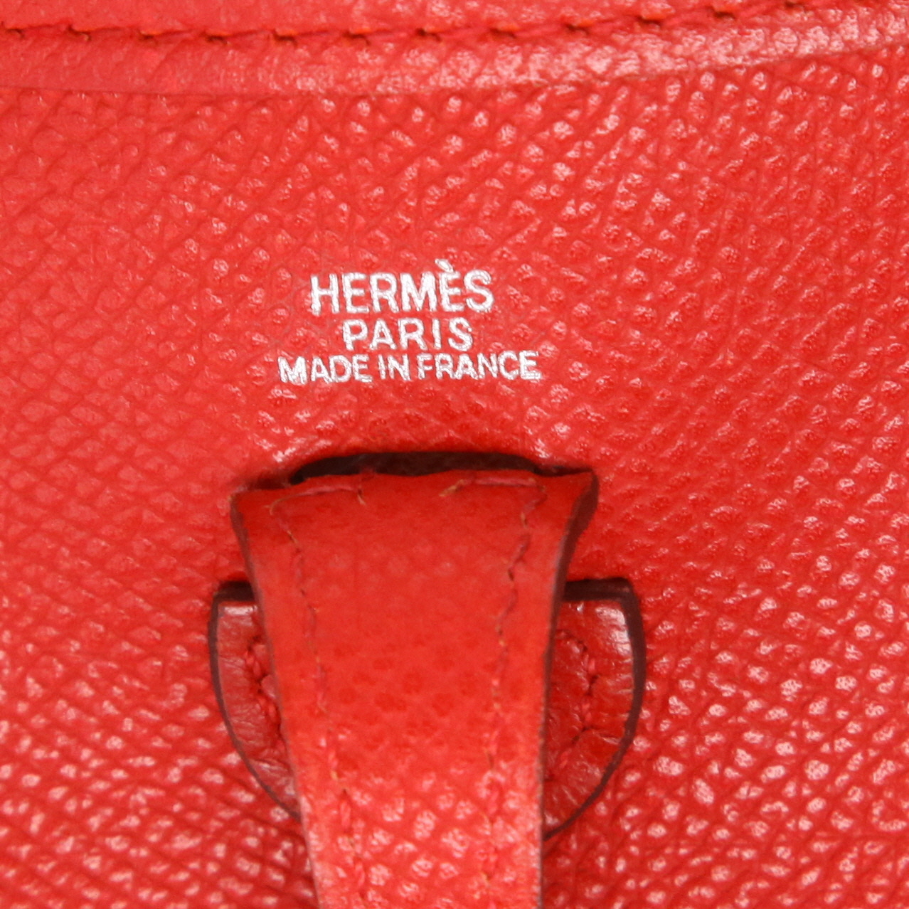 Bolso bandolera Hermès  Mini Evelyne en cuero epsom rojo - Detail D2