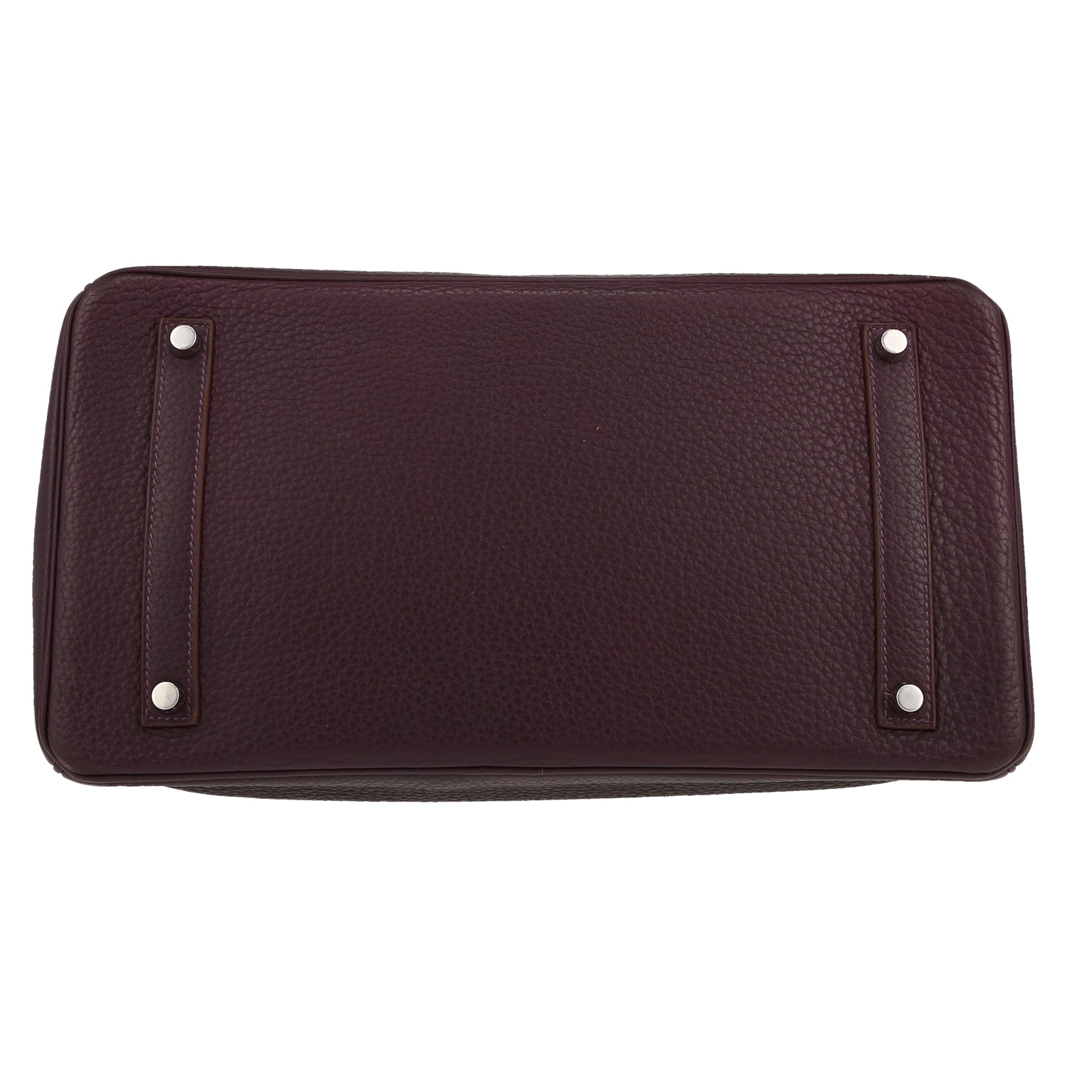 Bolso de mano Hermès  Birkin 35 cm en cuero taurillon clémence violeta Raisin - Detail D1
