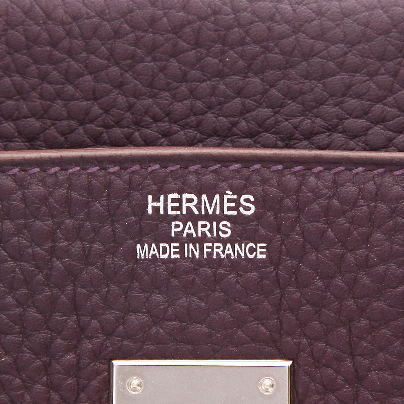 Sac à main Hermès  Birkin 35 cm en cuir taurillon clémence violet Raisin - Detail D2