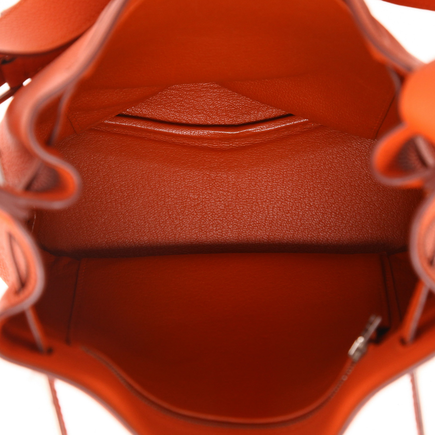 Bolso bandolera Hermès  So Kelly en cuero taurillon clémence naranja Poppy - Detail D3