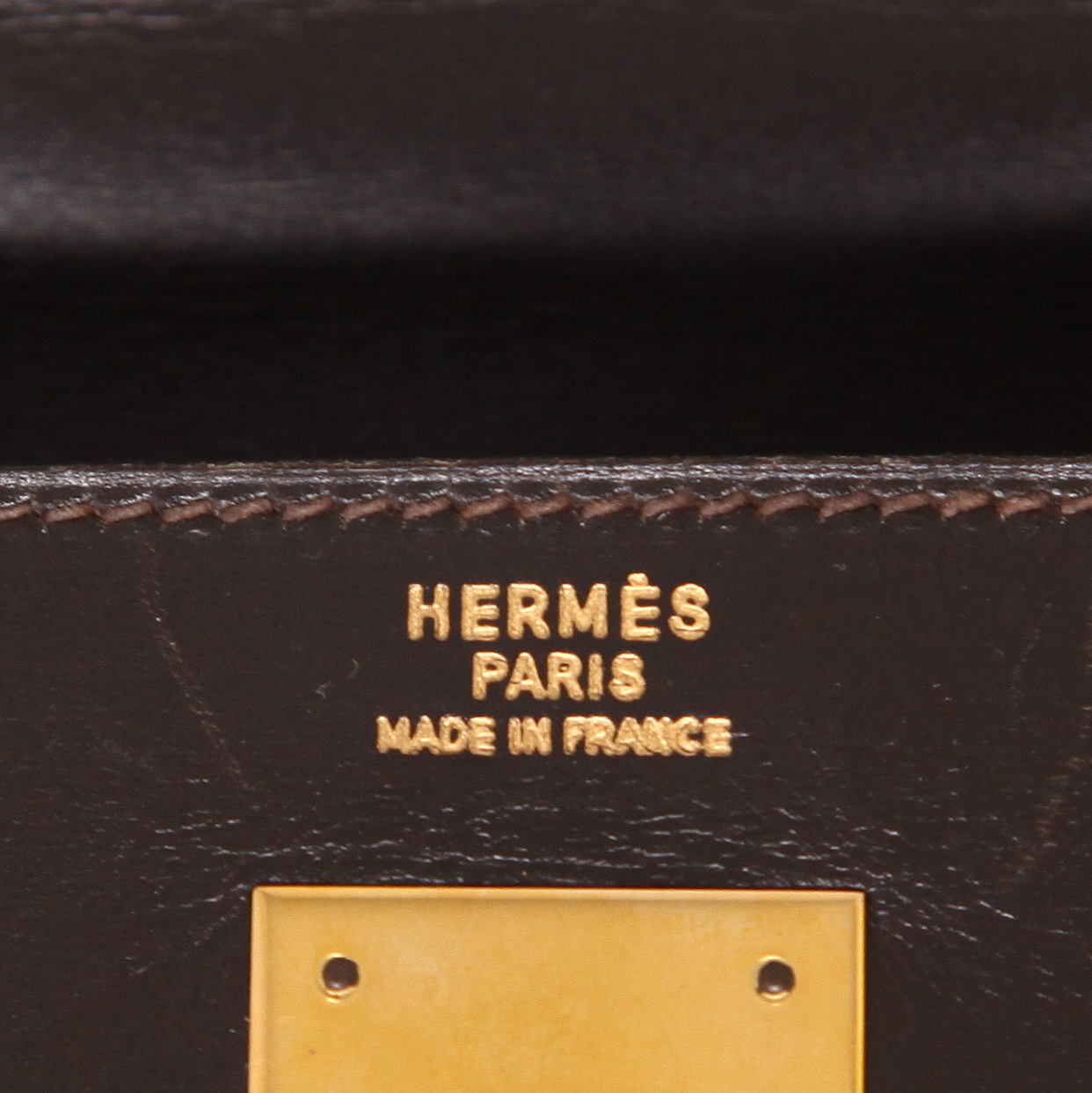 Sac à main Hermès  Kelly 32 cm en cuir box marron - Detail D2