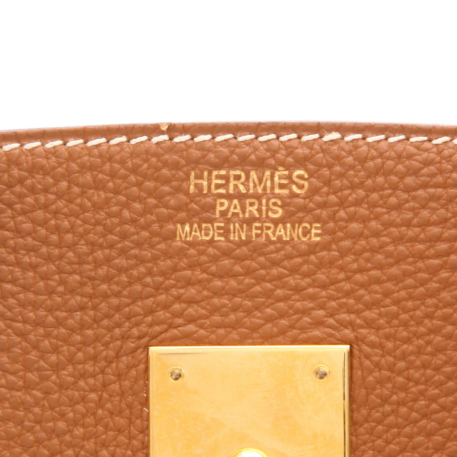 Bolso de mano Hermès  Birkin 35 cm en cuero togo color oro - Detail D2