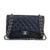 Chanel  Timeless Jumbo handbag  in navy blue quilted grained leather - 360 thumbnail