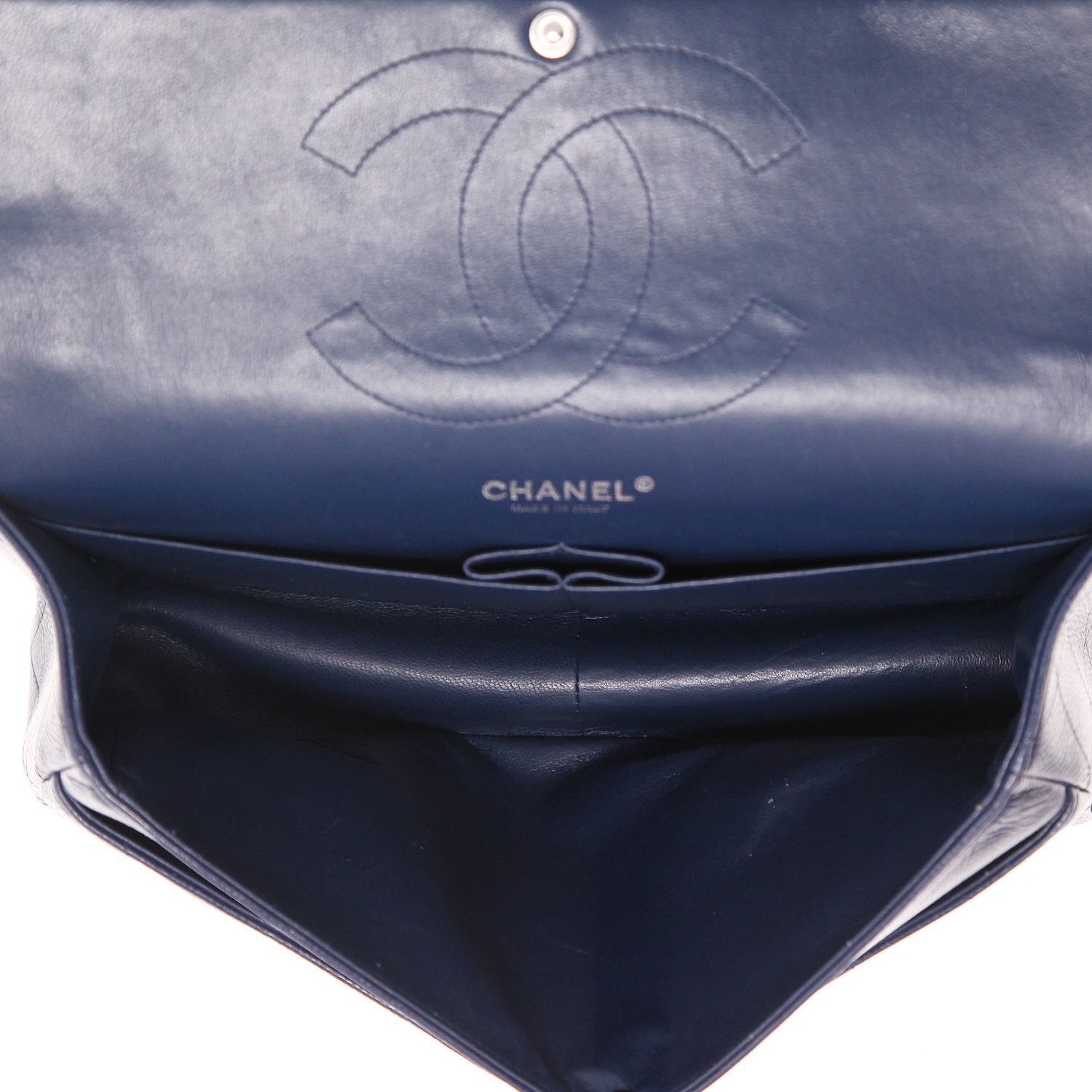 Borsa Chanel  Timeless Jumbo in pelle martellata e trapuntata blu marino - Detail D3