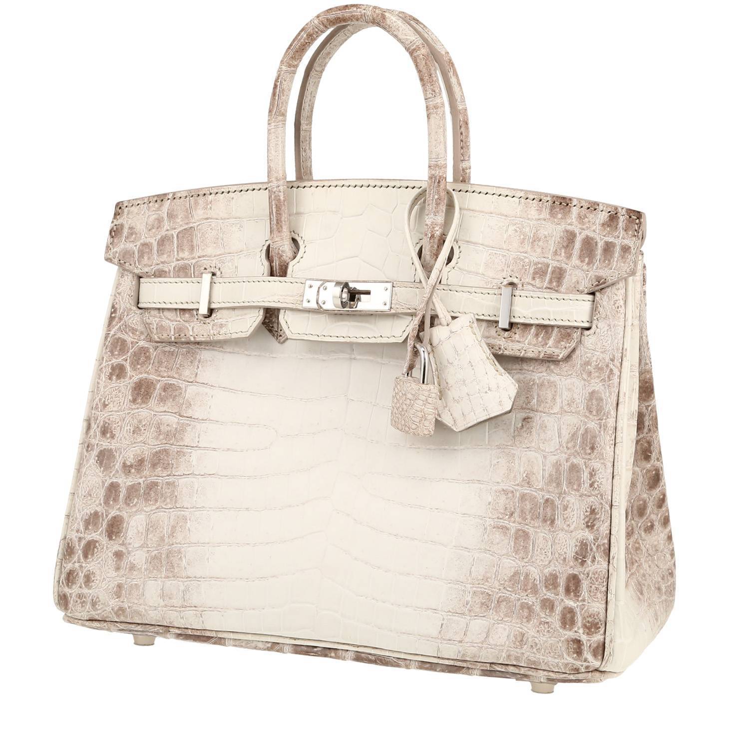 Bolso de mano Hermès  Birkin 25 cm en cocodrilo niloticus blanco