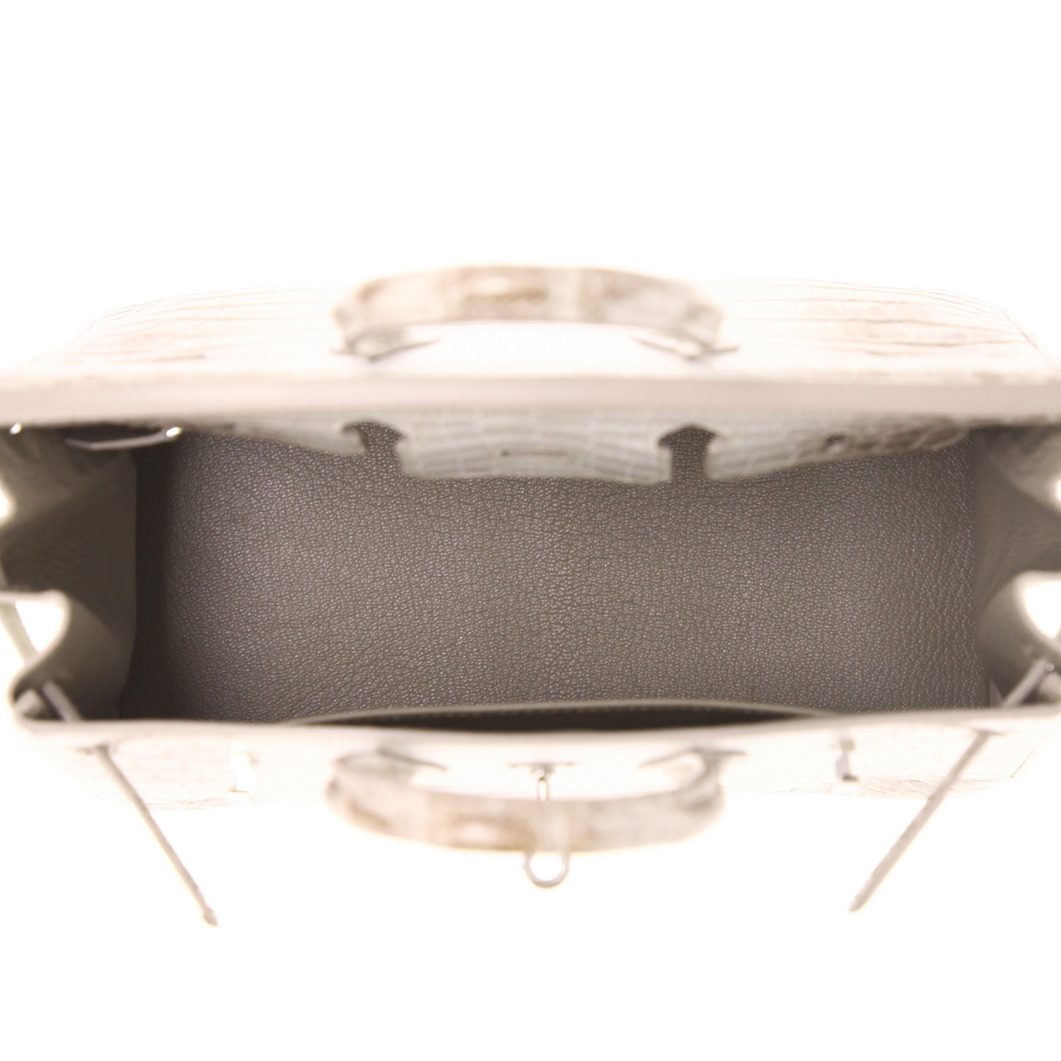 Hermès  Birkin 25 cm handbag  in white niloticus crocodile - Detail D2