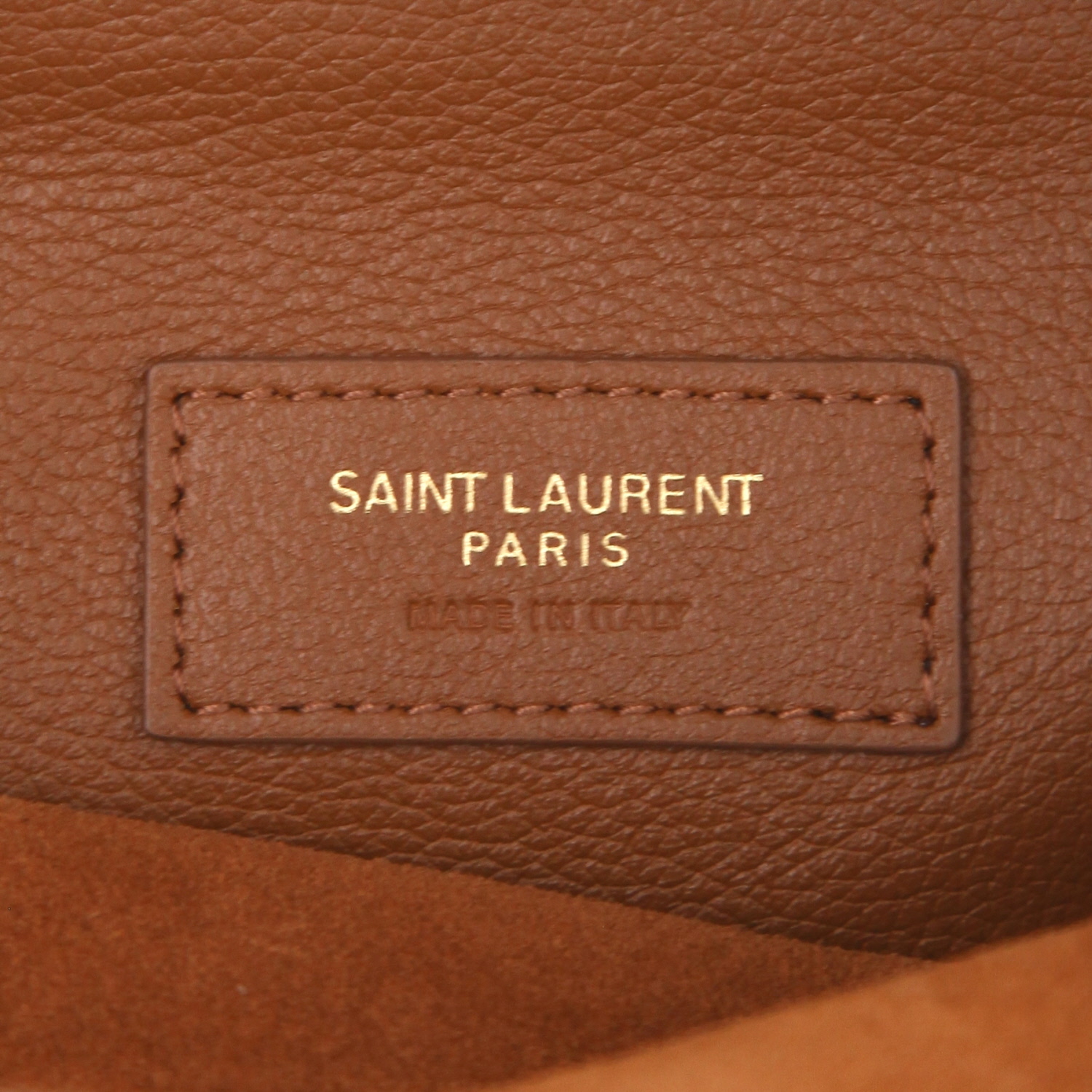 Borsa Saint Laurent  5 à 7 modello piccolo  in pelle martellata marrone - Detail D2