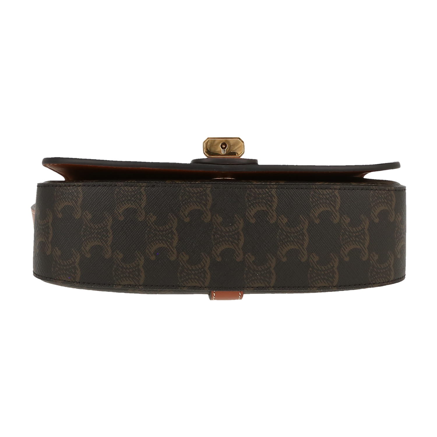 Borsa a spalla Celine  Tabou modello medio  in tela "Triomphe" e pelle marrone - Detail D1