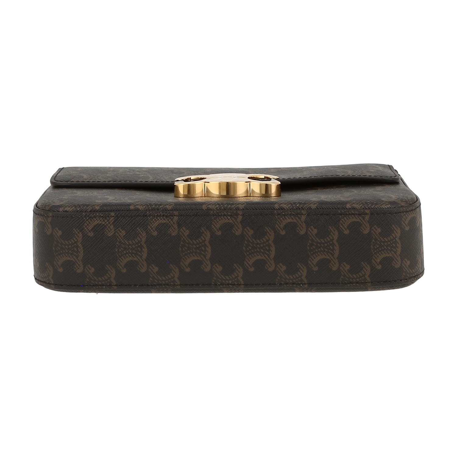 Borsa Celine  Claude in tela "Triomphe" e pelle marrone - Detail D1