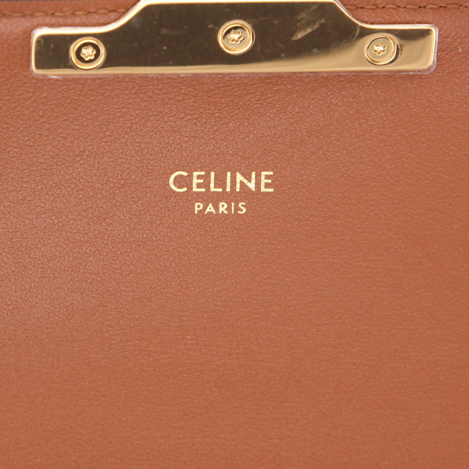 Borsa Celine  Claude in tela "Triomphe" e pelle marrone - Detail D2