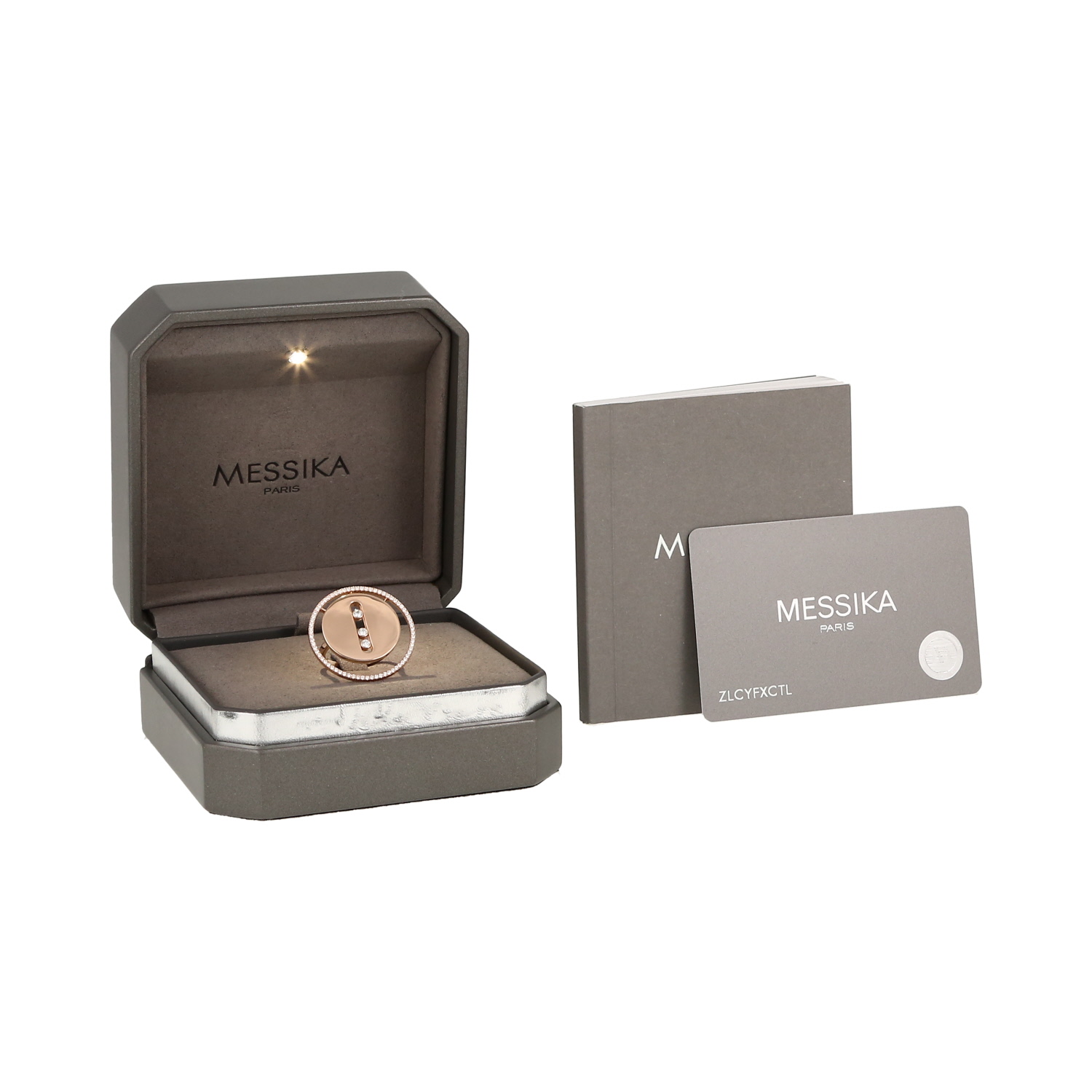 Messika Lucky Move large model ring in pink gold and diamonds - Detail D2