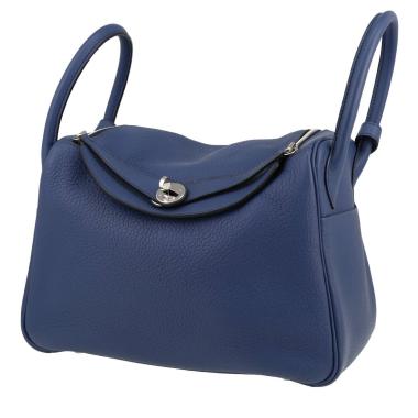 Bolso de mano Hermès  Lindy 30 cm en cuero togo azul