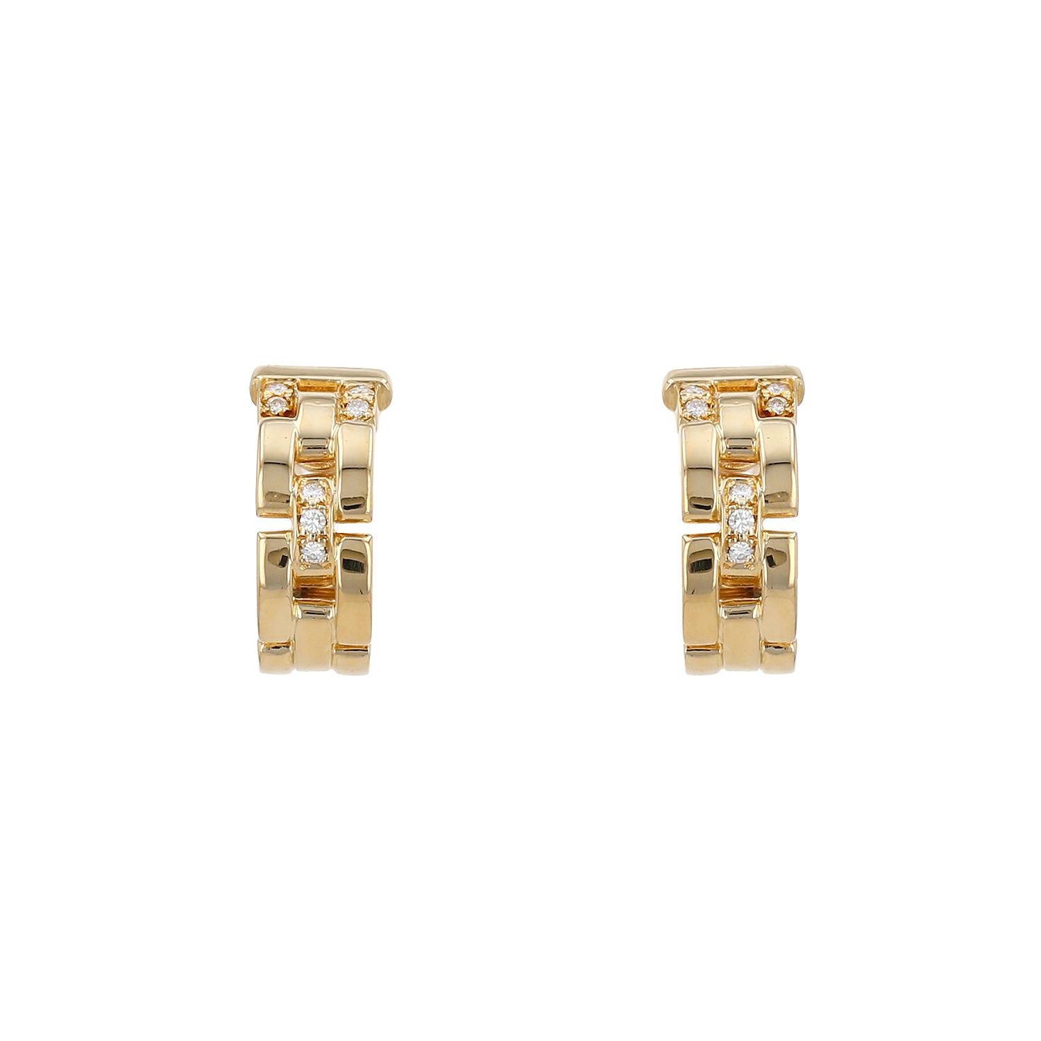 Maillon Panthère Earrings In Yellow And Diamonds