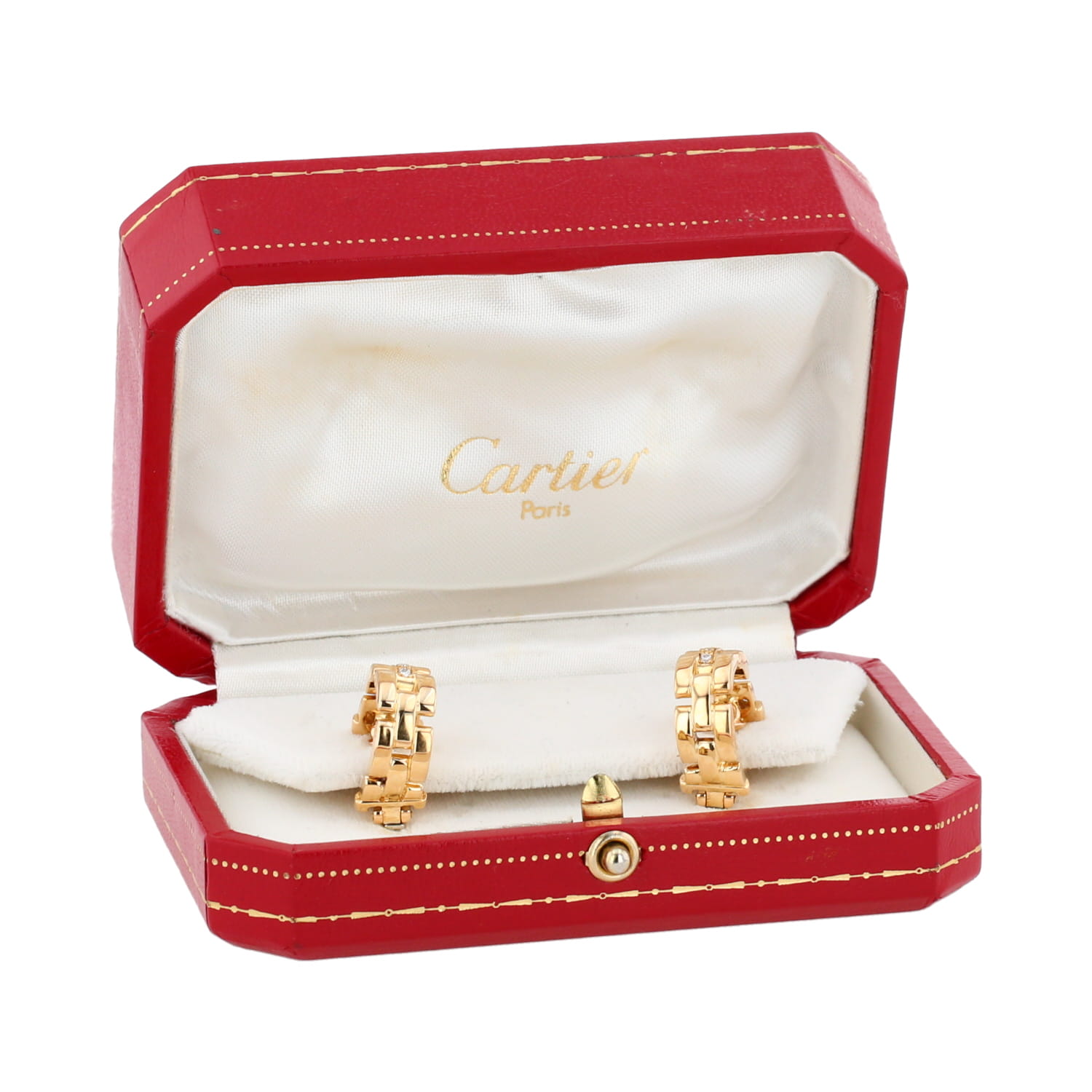 Cartier Maillon Panthère earrings in yellow gold and diamonds - Detail D2