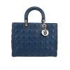 Bolso de mano Dior  Lady Dior en cuero cannage azul - 360 thumbnail