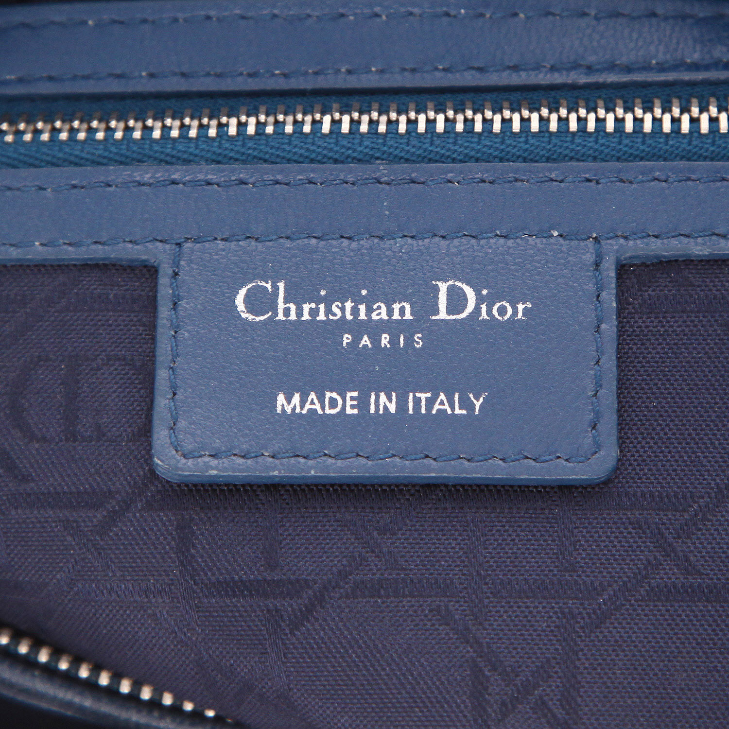 Dior  Lady Dior handbag  in blue leather cannage - Detail D2