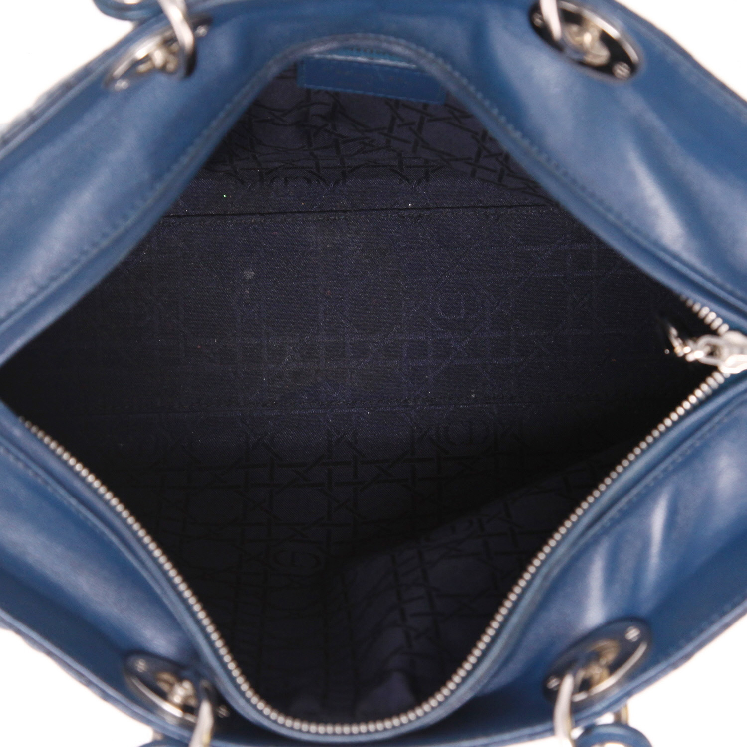 Sac à main Dior  Lady Dior en cuir cannage bleu - Detail D3