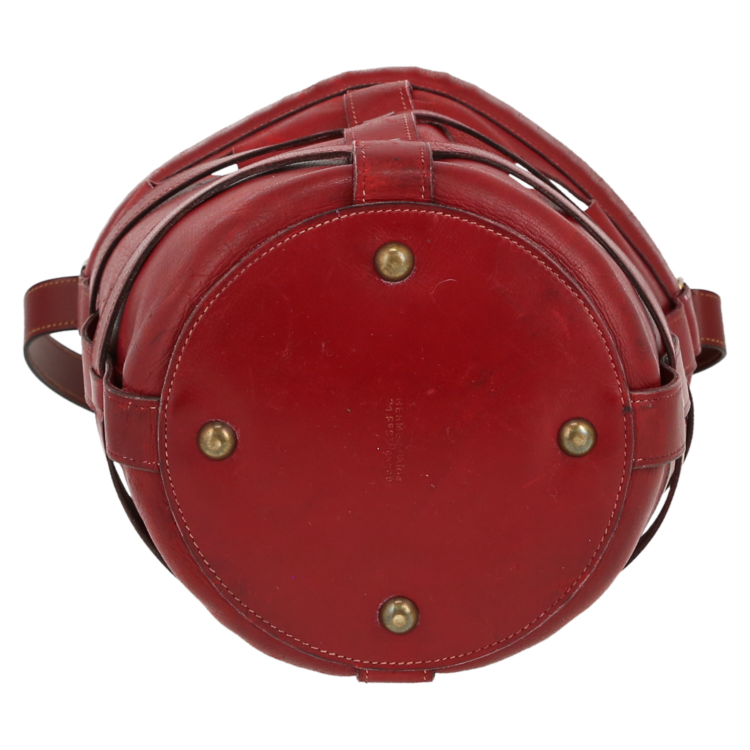 Sac à main Hermès  Mangeoire en cuir box rouge - Detail D1