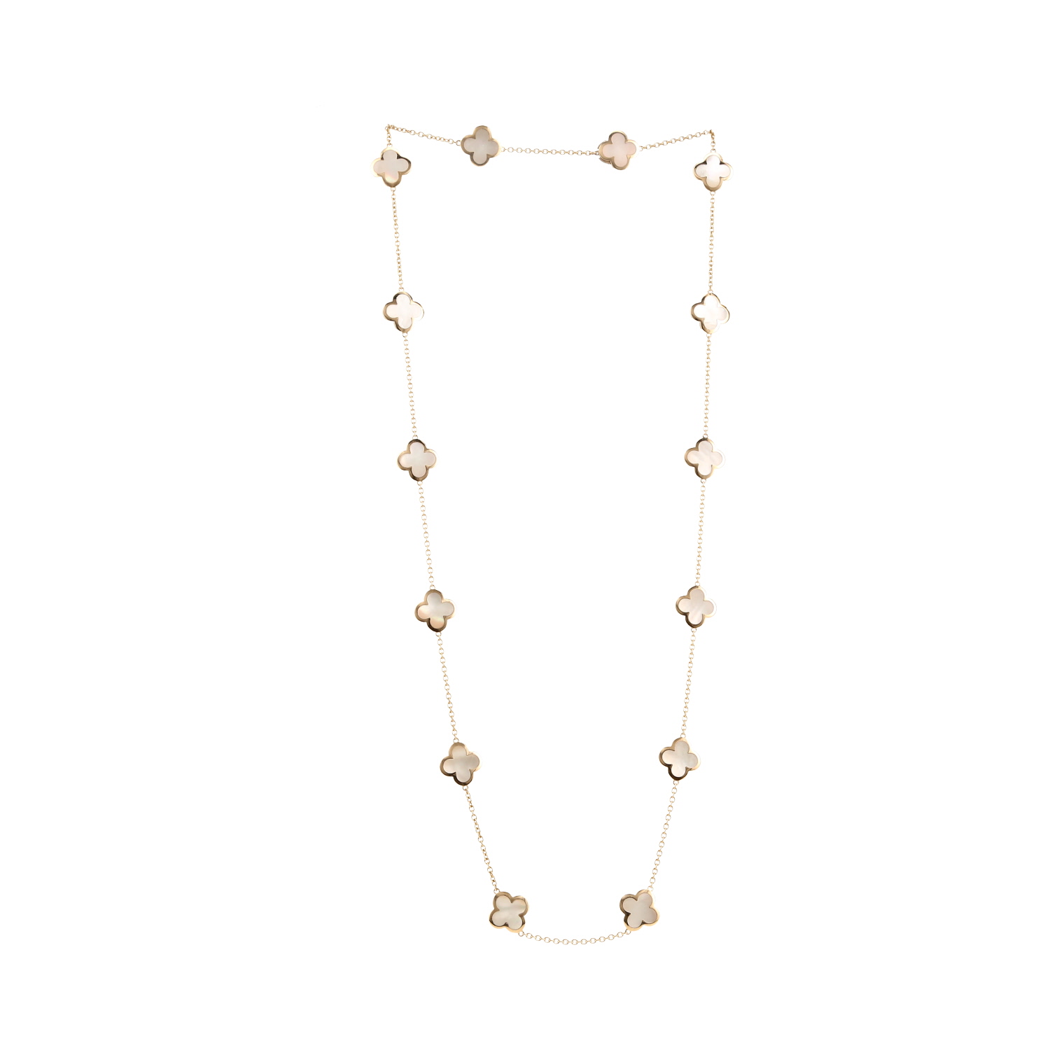 Van Cleef 
Arpels Pure Alhambra long necklace in yellow gold and mother of pearl - Detail D3