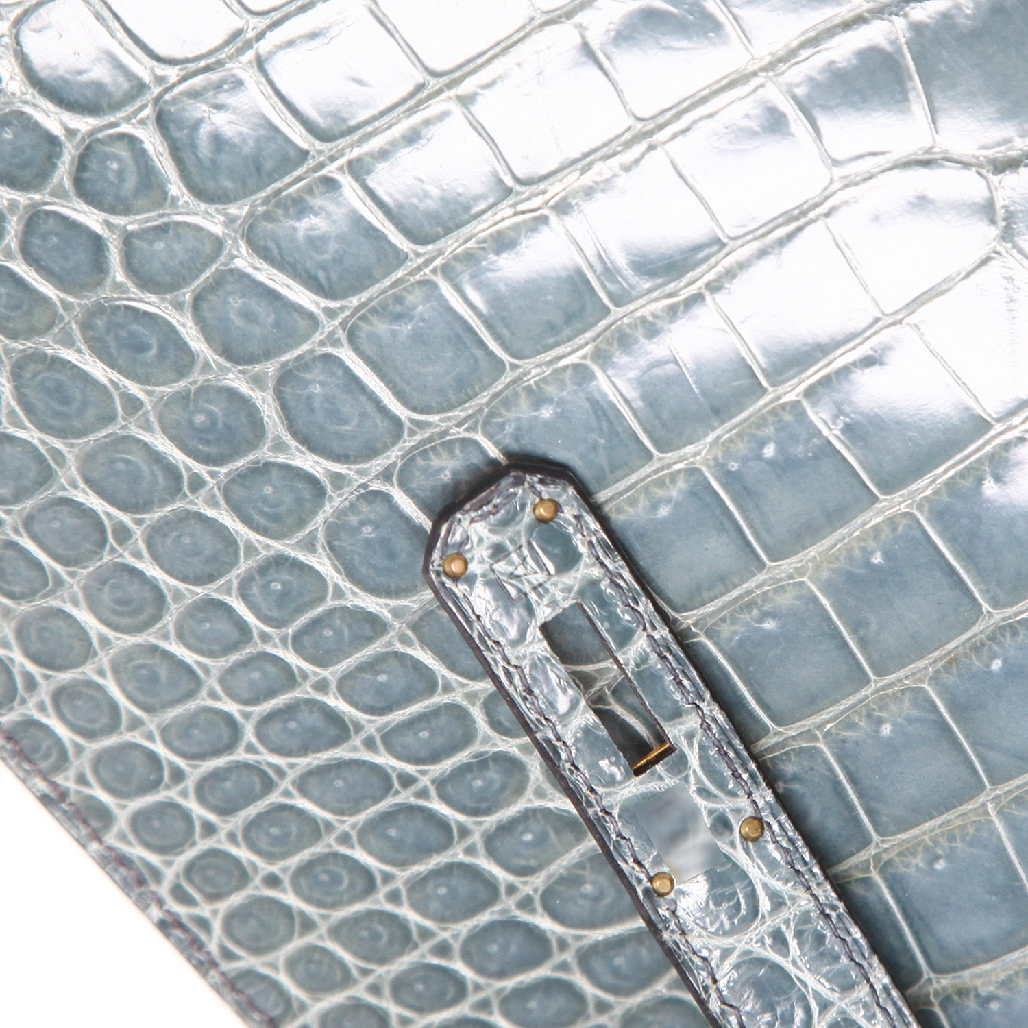 Hermès  Kelly 32 cm handbag  in blue jean porosus crocodile - Detail D4